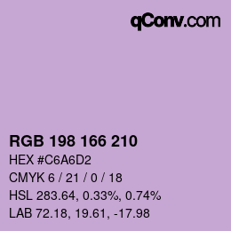 Color code: RGB 198 166 210 | qconv.com