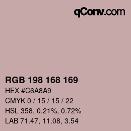 カラーコード: RGB 198 168 169 | qconv.com