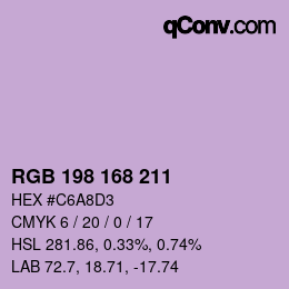 Color code: RGB 198 168 211 | qconv.com