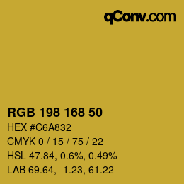 Color code: RGB 198 168 50 | qconv.com