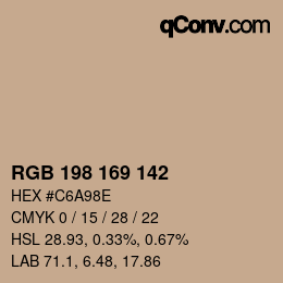 Color code: RGB 198 169 142 | qconv.com