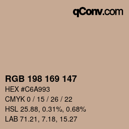 Color code: RGB 198 169 147 | qconv.com