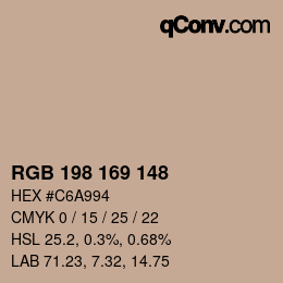 Color code: RGB 198 169 148 | qconv.com