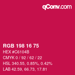 颜色代码: RGB 198 16 75 | qconv.com