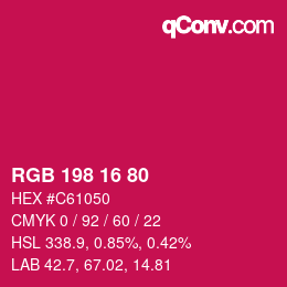 颜色代码: RGB 198 16 80 | qconv.com