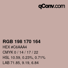 Color code: RGB 198 170 164 | qconv.com