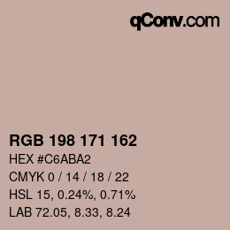 カラーコード: RGB 198 171 162 | qconv.com
