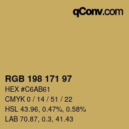 Color code: RGB 198 171 97 | qconv.com