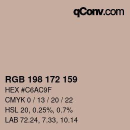 Color code: RGB 198 172 159 | qconv.com