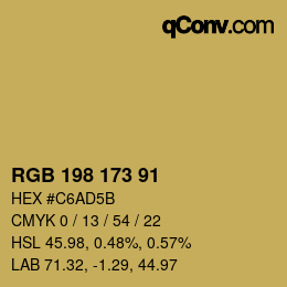 Color code: RGB 198 173 91 | qconv.com