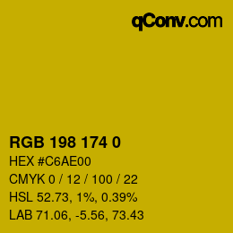 Color code: RGB 198 174 0 | qconv.com