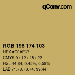 Color code: RGB 198 174 103 | qconv.com