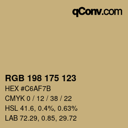 Color code: RGB 198 175 123 | qconv.com