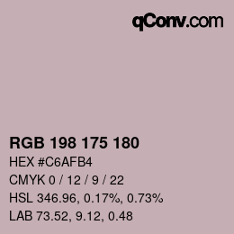 颜色代码: RGB 198 175 180 | qconv.com