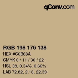 Código de color: RGB 198 176 138 | qconv.com