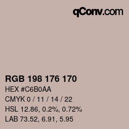 Código de color: RGB 198 176 170 | qconv.com