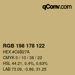 Color code: RGB 198 178 122 | qconv.com