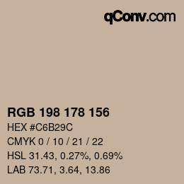 颜色代码: RGB 198 178 156 | qconv.com