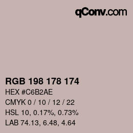 Color code: RGB 198 178 174 | qconv.com