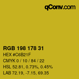 Color code: RGB 198 178 31 | qconv.com