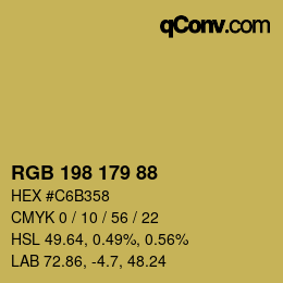 颜色代码: RGB 198 179 88 | qconv.com