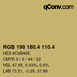 カラーコード: RGB 198 180.4 110.4 | qconv.com