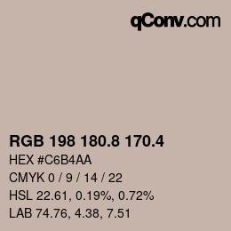 カラーコード: RGB 198 180.8 170.4 | qconv.com