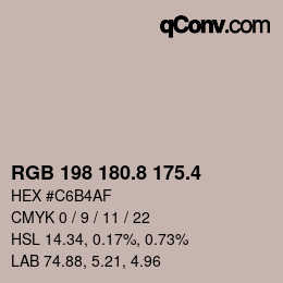 カラーコード: RGB 198 180.8 175.4 | qconv.com
