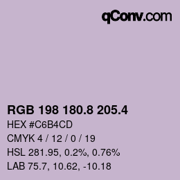 カラーコード: RGB 198 180.8 205.4 | qconv.com