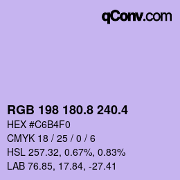 カラーコード: RGB 198 180.8 240.4 | qconv.com