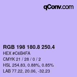 カラーコード: RGB 198 180.8 250.4 | qconv.com
