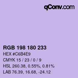 Color code: RGB 198 180 233 | qconv.com