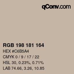 Color code: RGB 198 181 164 | qconv.com