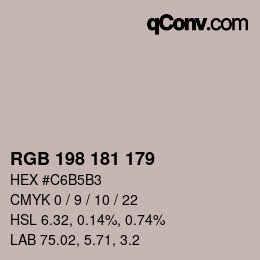 Código de color: RGB 198 181 179 | qconv.com