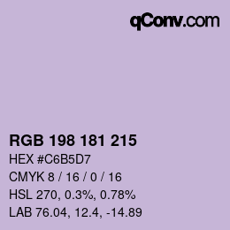 カラーコード: RGB 198 181 215 | qconv.com