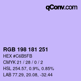 Color code: RGB 198 181 251 | qconv.com