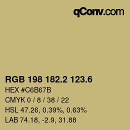 カラーコード: RGB 198 182.2 123.6 | qconv.com