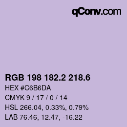 カラーコード: RGB 198 182.2 218.6 | qconv.com