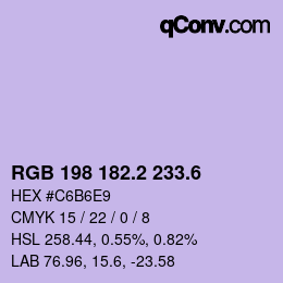 カラーコード: RGB 198 182.2 233.6 | qconv.com