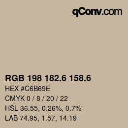 カラーコード: RGB 198 182.6 158.6 | qconv.com