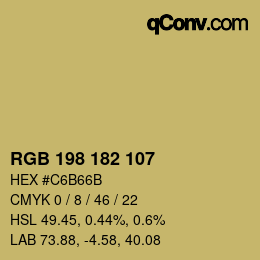 Color code: RGB 198 182 107 | qconv.com