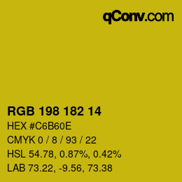 Color code: RGB 198 182 14 | qconv.com