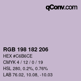 颜色代码: RGB 198 182 206 | qconv.com