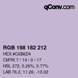 颜色代码: RGB 198 182 212 | qconv.com