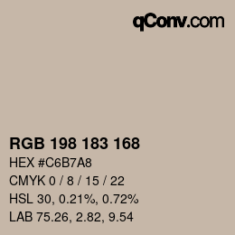Color code: RGB 198 183 168 | qconv.com
