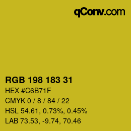 カラーコード: RGB 198 183 31 | qconv.com