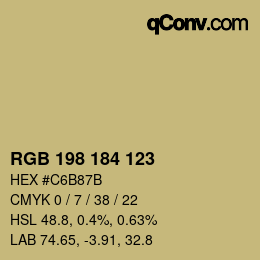 Color code: RGB 198 184 123 | qconv.com