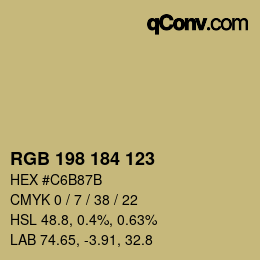 颜色代码: RGB 198 184 123 | qconv.com