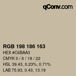 Color code: RGB 198 186 163 | qconv.com