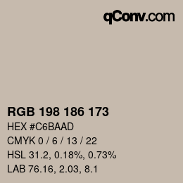 Color code: RGB 198 186 173 | qconv.com